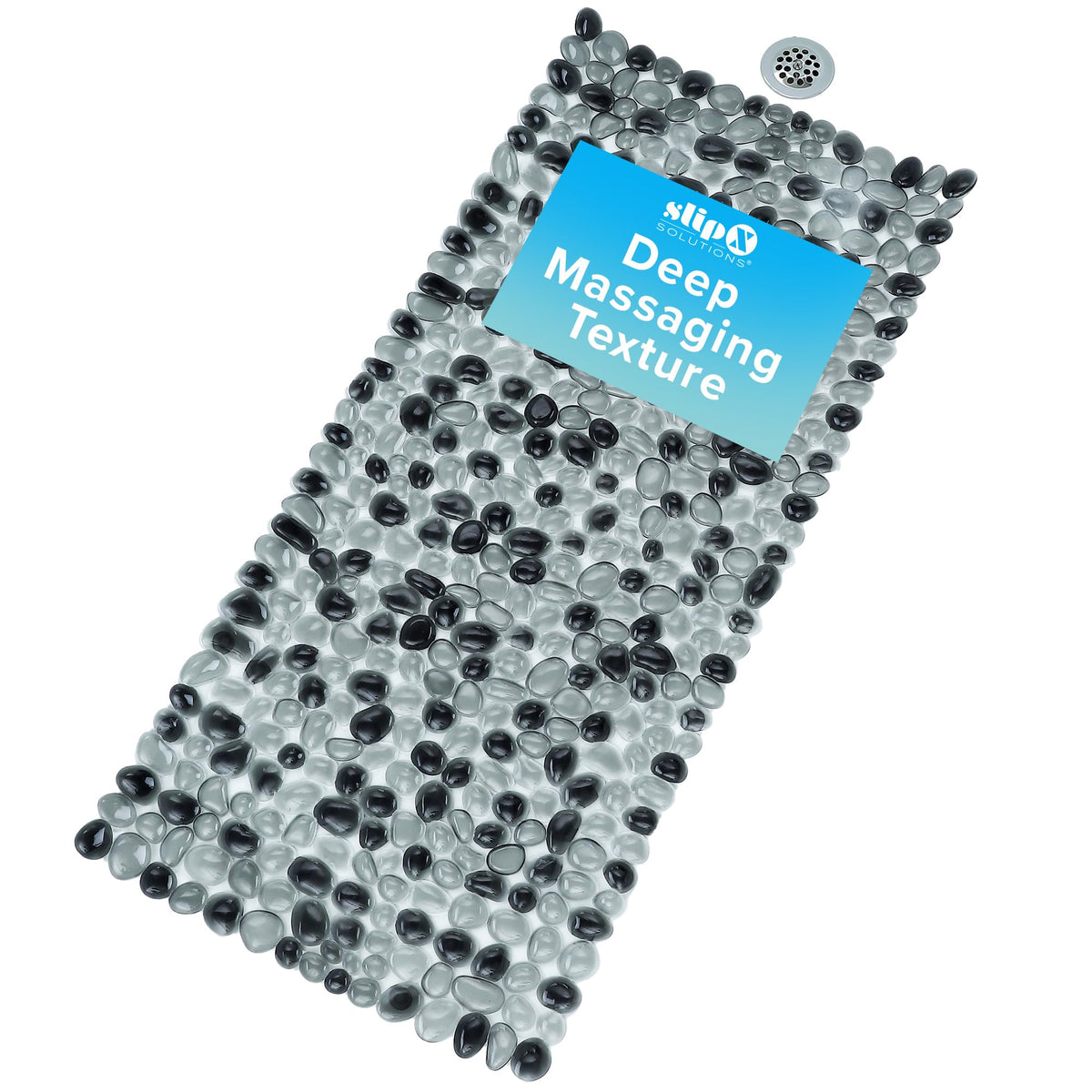 SlipX Solutions 38"x17" Pebble Non Slip Mat for Bath & Shower, Dark Gray