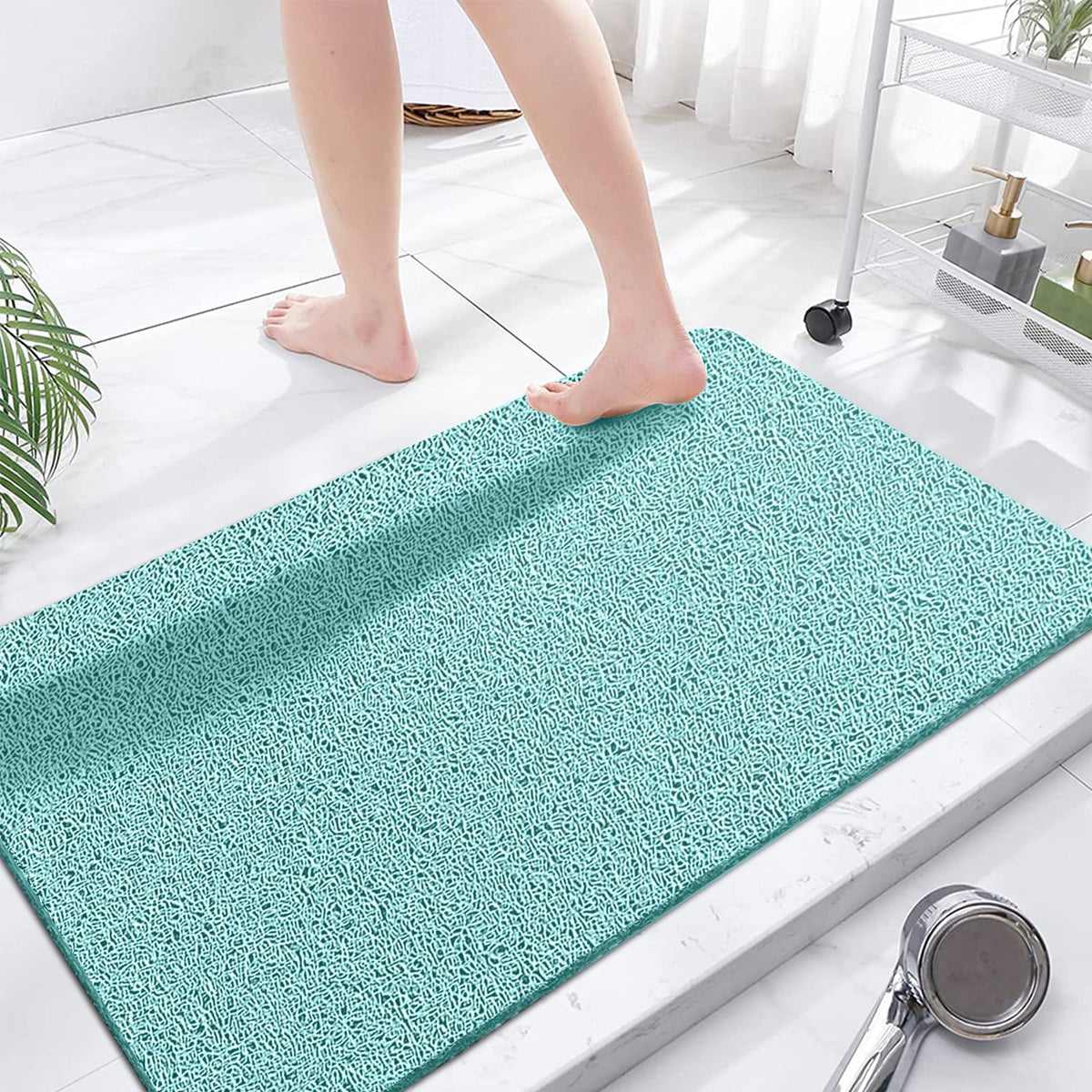 godehone Shower Mats Non Slip Without Suction Cups, PVC Loofah Bathroom Mats, Loofah Mats for Shower and Bathroom, Quick Drying, 15.7× 36 Inch, Beige