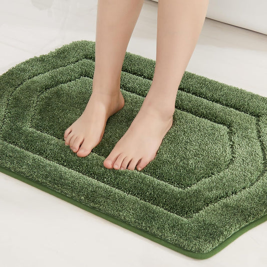 COSY HOMEER Plush Non-Slip Bath Mat, Green, 17" x 27"