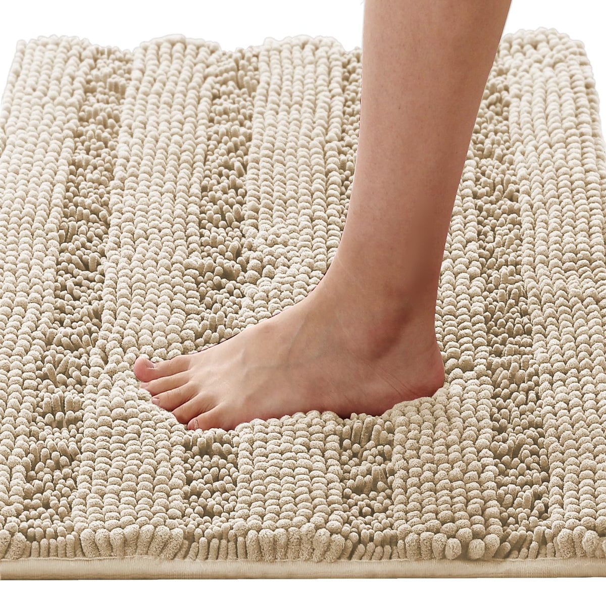 H.VERSAILTEX Grey Bathroom Rug Set Bath Mats, 2 Piece Bath Rugs Non Slip Thick Soft Chenille Striped Bath Rug Set, Bath Mats for Bathroom Sets (Grey, 20" x 32"/17" x 24")
