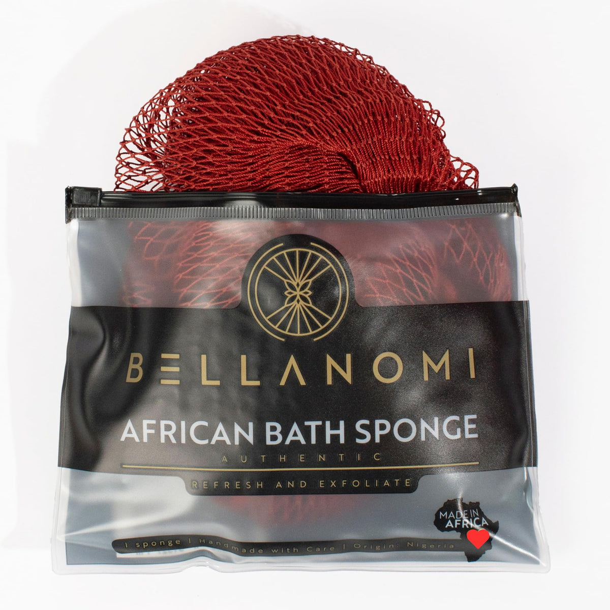 BELLANOMI African Exfoliating Net Sponge, Authentic, Ethically sourced from Nigeria, 45 inches Long, Back Scrubber for Daily use (Emerald Green)