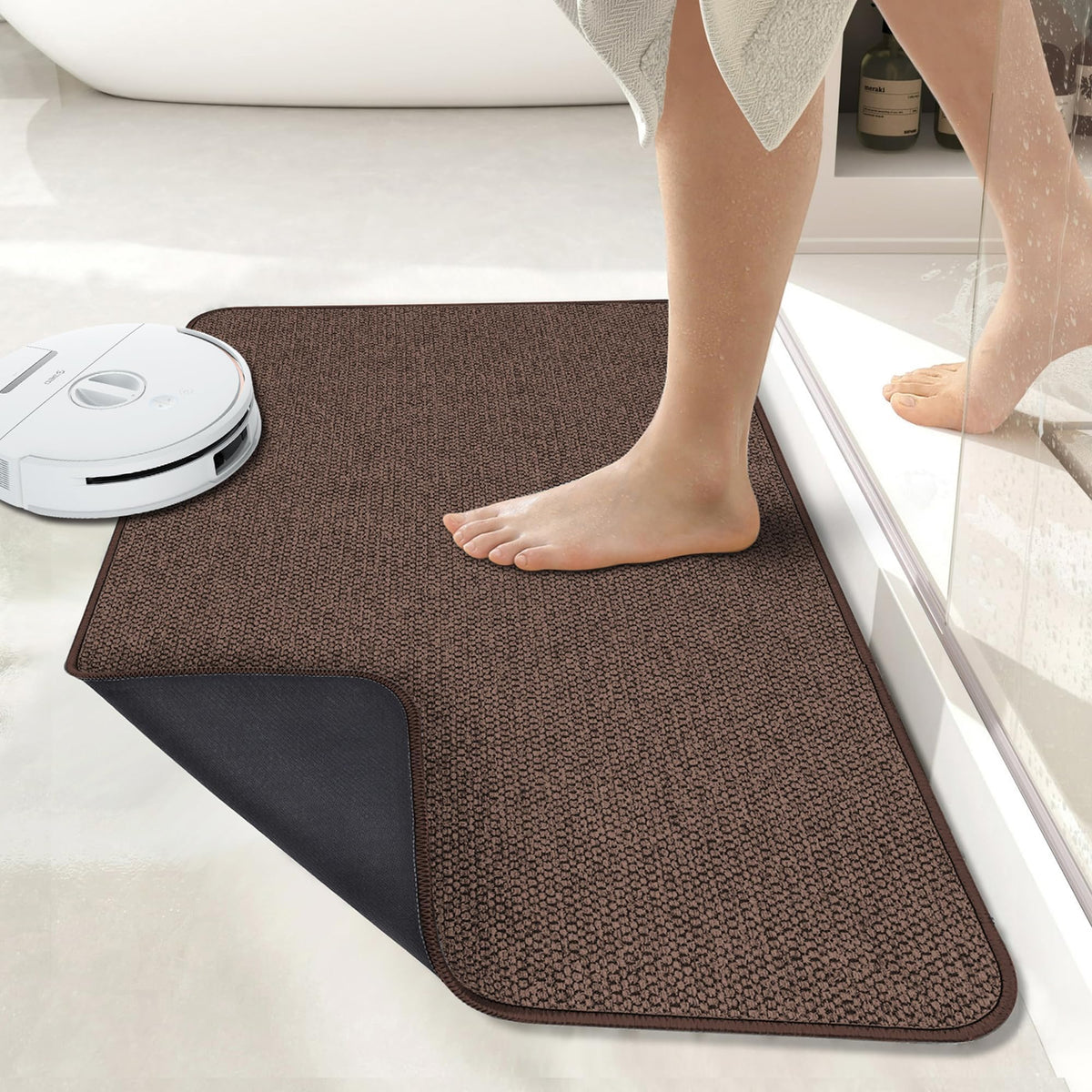 Bath Mat,Ultra Thin Bathroom Rugs,Rubber Bath Mats for Bathroom,No Slip Bath Rugs,Quick Dry,Machine Washable,Low Pile,Absorbent,Shower Outside,Sink,Home Decor Accessories.Blue,1'5"x2'3"(17x27inch)