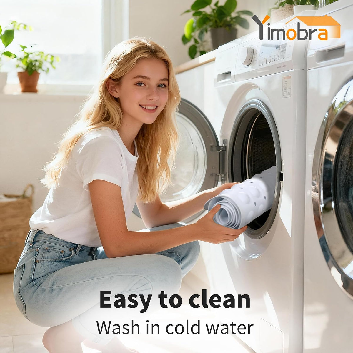 Yimobra White Non Slip Bath Mat for Tub 40x16, Extra Long Bath Tub Mat