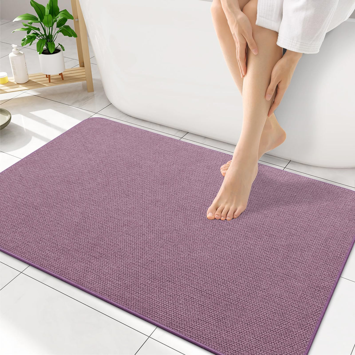 Smiry Ultra Thin Bath Mat 27x17, Non Slip Rubber Washable Bathroom Rugs