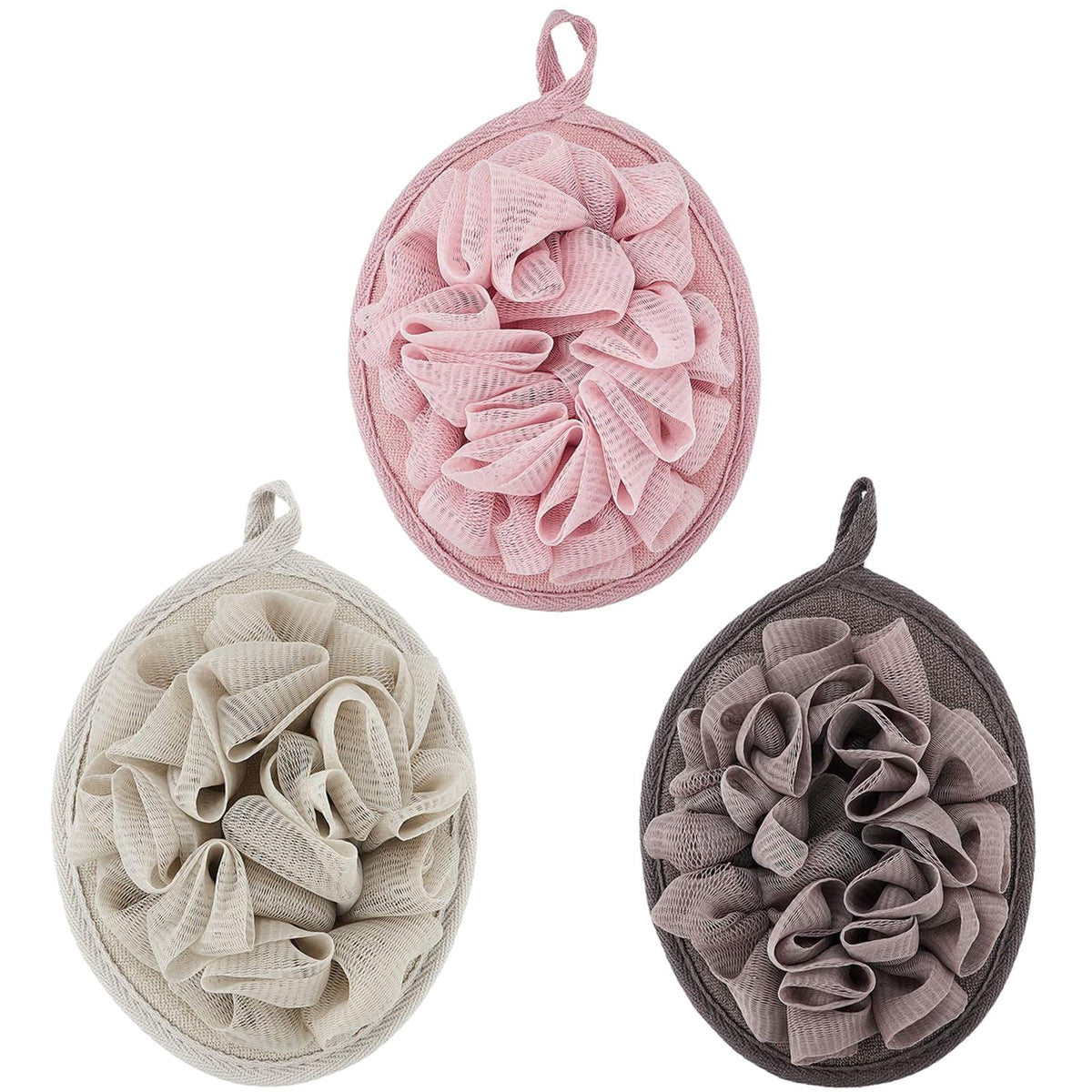 Boao 6 Pcs Bath Shower Pouf Sponge Mesh Pouf Shower Ball Exfoliating Body Sponge Pad Scrubber Glove with Flower Bath Ball (Multi-Color)