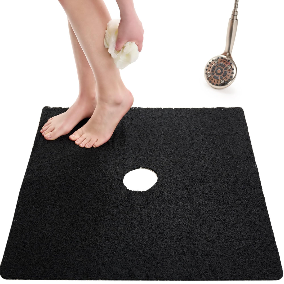 Non Slip Bathtub Mat Shower Mat for Tub - Loofah Bath Mats for Bathroom - 40x16 Bathtub Floor Mat - Textured Anti Slip Bath Mat Without Suction Cups - Secure Mat for Wet Areas (40x16 Pebble Blue)