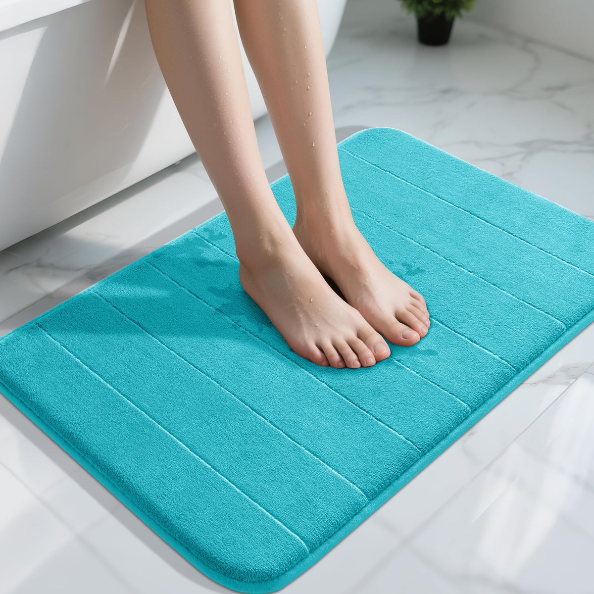 Yimobra Memory Foam Bath Mat, Super Soft Absorbent Bathroom Rug Non Slip 31.5x20 Inch, Quick Dry, Machine Washable Floor Carpet for Tub Shower, Home Decor Accessories, Beige