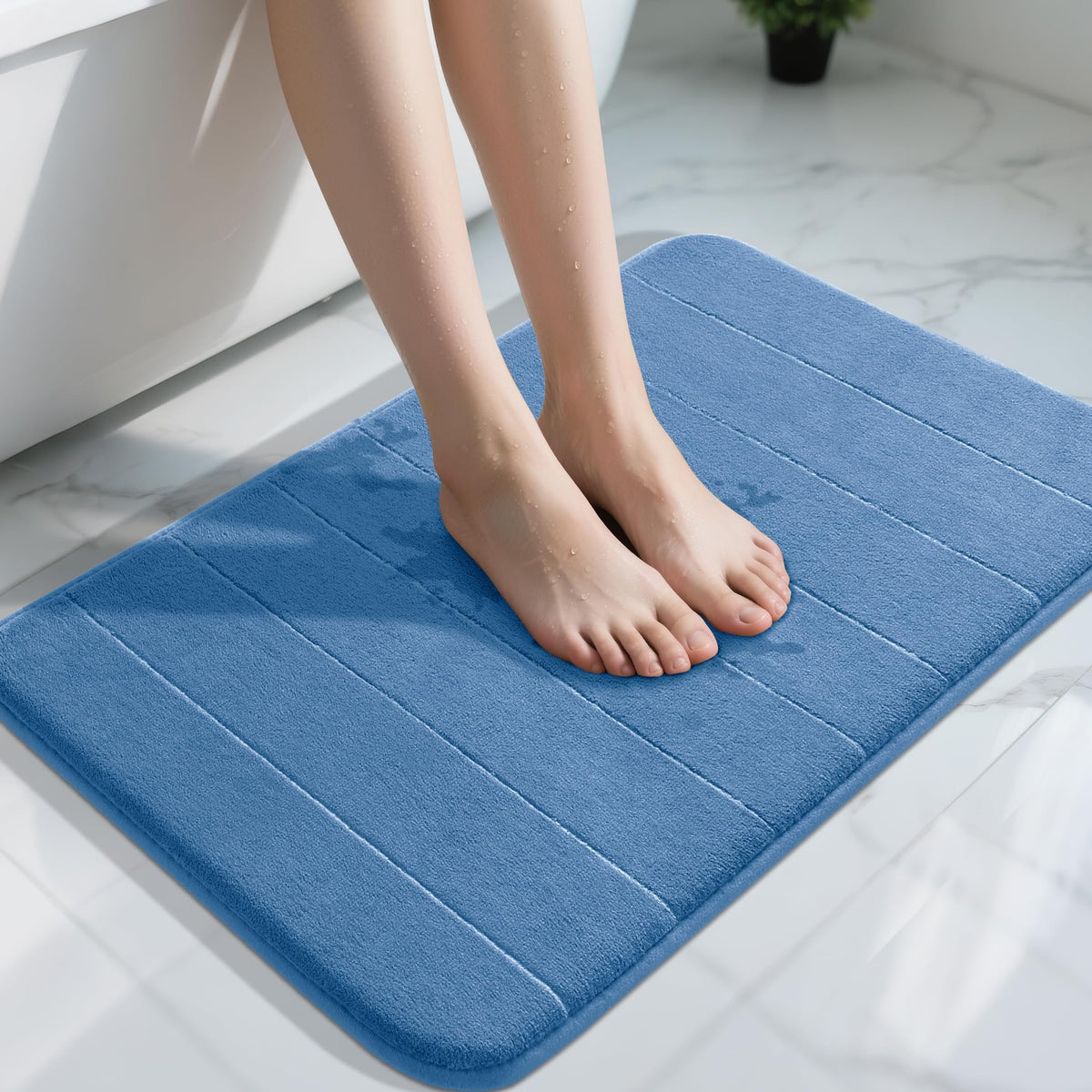 Yimobra Memory Foam Bath Mat, Super Soft Absorbent Bathroom Rug Non Slip 31.5x20 Inch, Quick Dry, Machine Washable Floor Carpet for Tub Shower, Home Decor Accessories, Beige