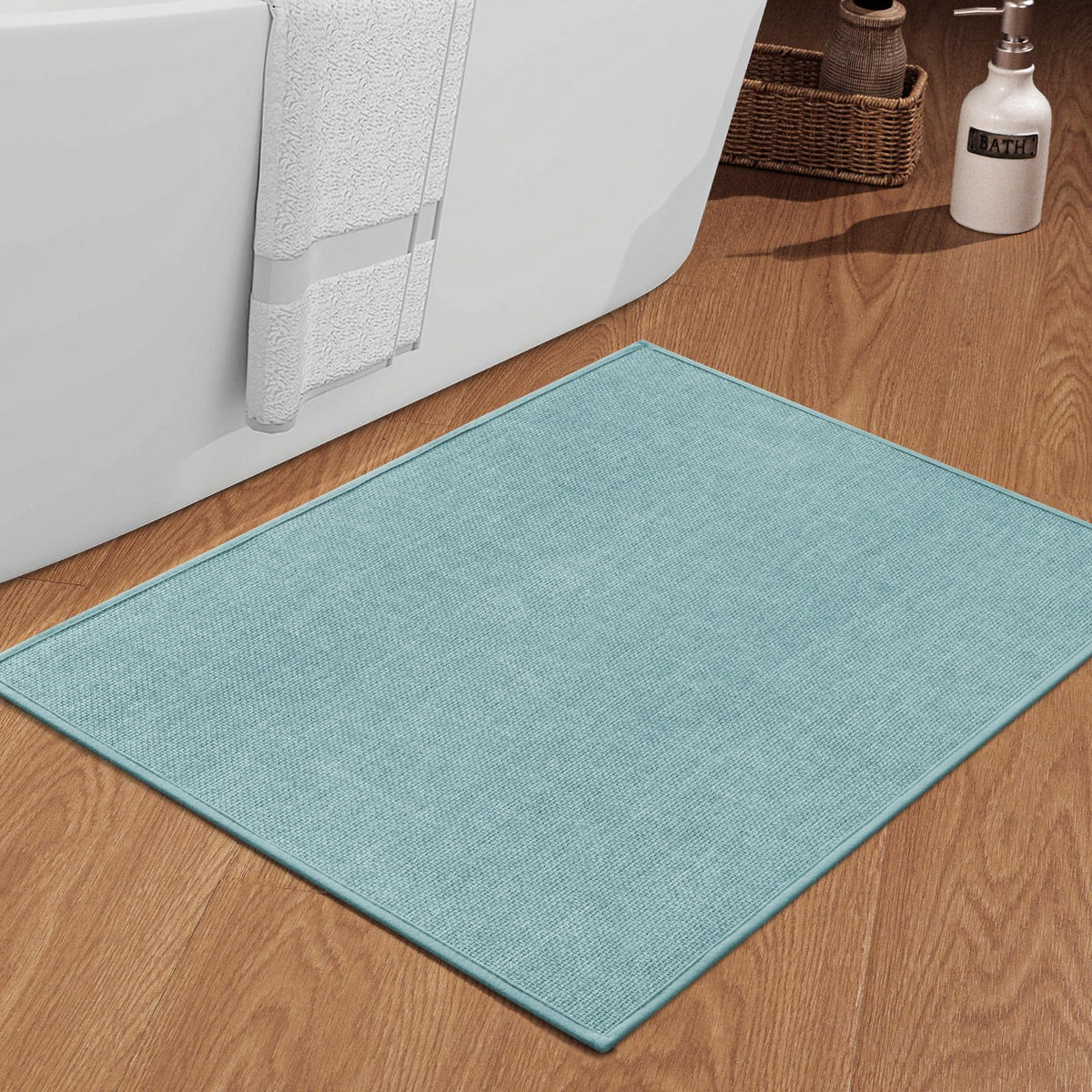 chakme Bathroom Rugs Mat 24x17, Ultra Thin Non Slip Bath Mat Small Quick Dry Absorbent Bath Mat for Bathroom Floor, (Black, 24"x17")