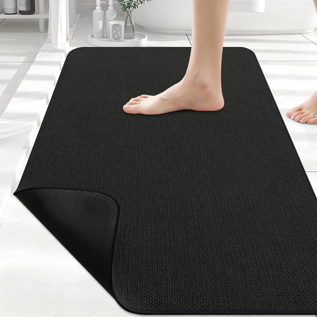 Smiry Ultra Thin Bath Mat 27x17, Non Slip Rubber Washable Bathroom Rugs