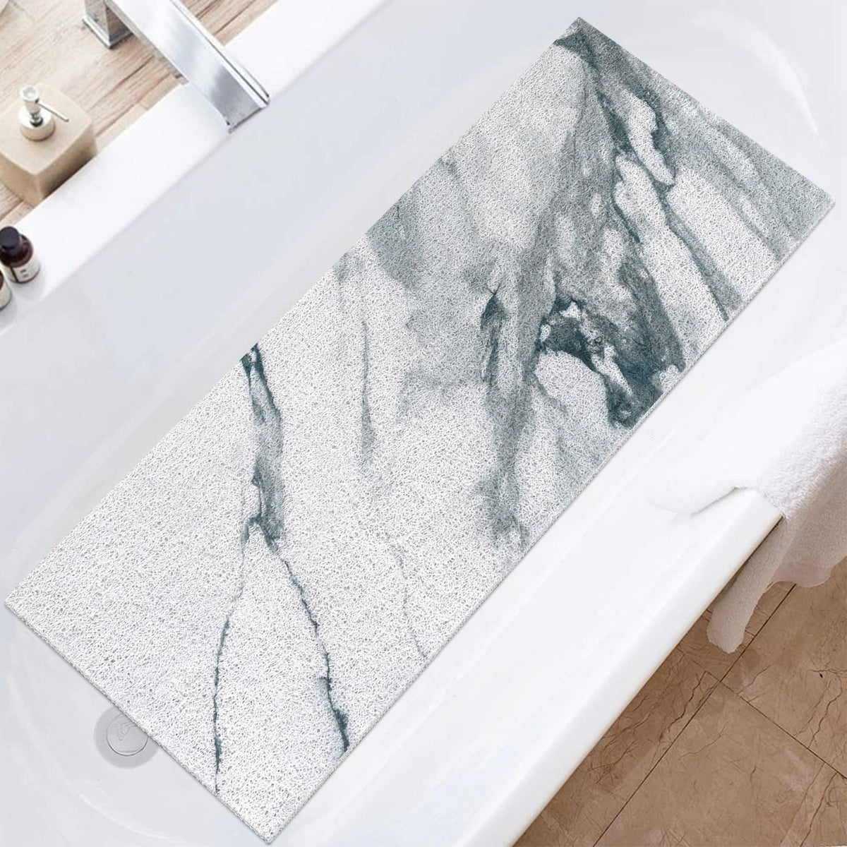 Shower Mat Non-Slip, Soft Comfort Bath Mat with Drainage Holes, PVC Loofah Massage Bathtub Mat for Shower, Tub, Bathroom, Wet Areas, Quick Drying