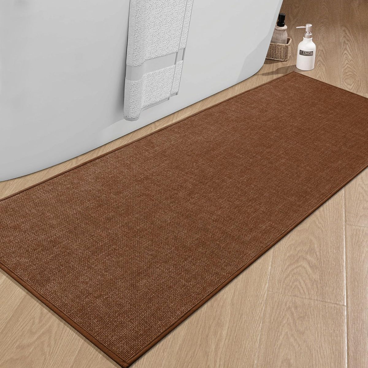 chakme Bathroom Rugs Mat 24x17, Ultra Thin Non Slip Bath Mat Small Quick Dry Absorbent Bath Mat for Bathroom Floor, (Black, 24"x17")