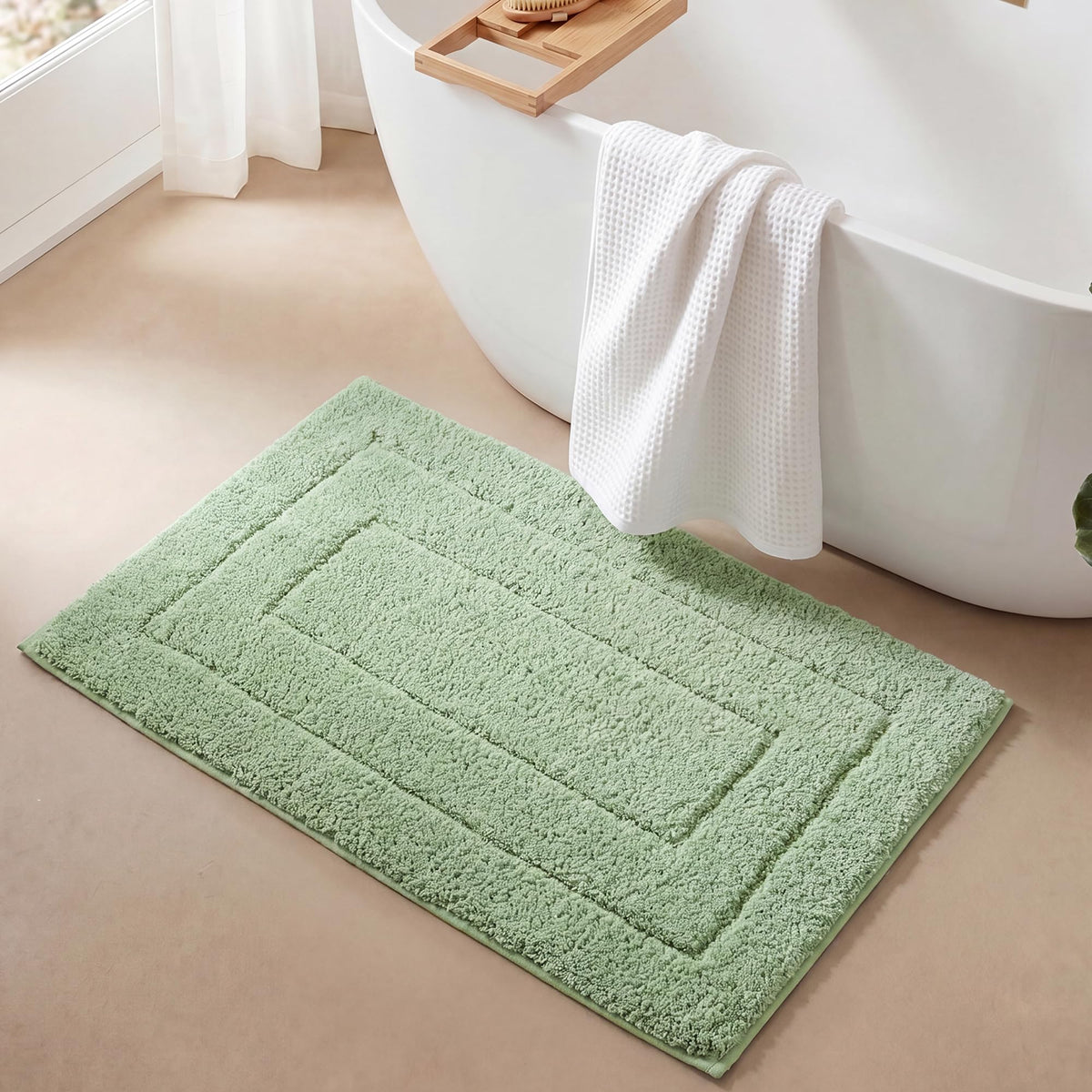 GRANNY SAYS Blue Bathroom Rug 16" x 24", Non-Slip Microfiber Bath Mat