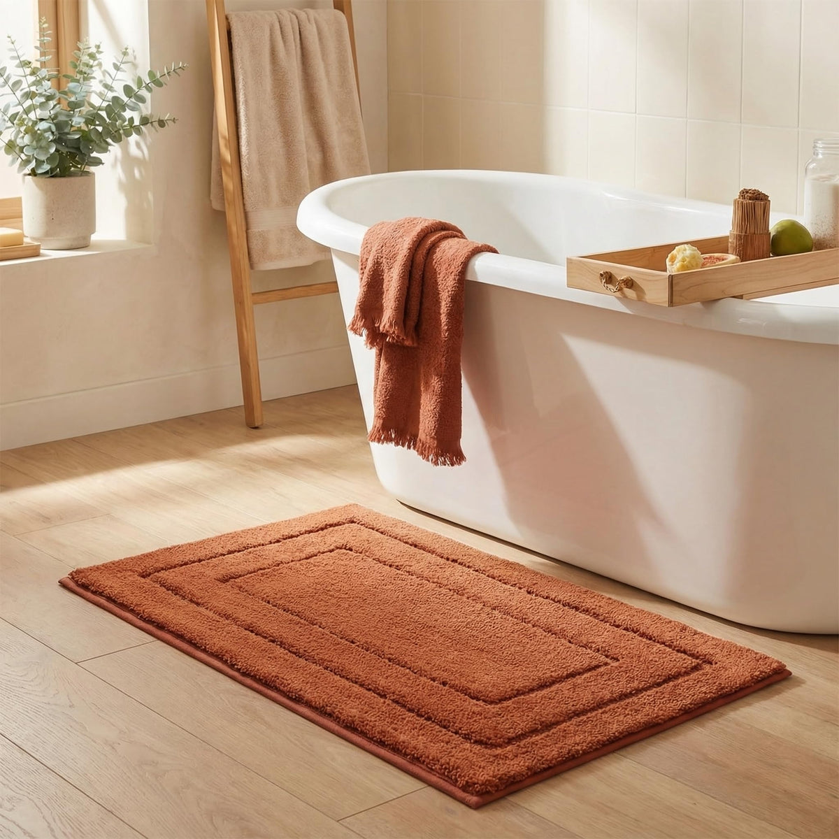GRANNY SAYS Blue Bathroom Rug 16" x 24", Non-Slip Microfiber Bath Mat