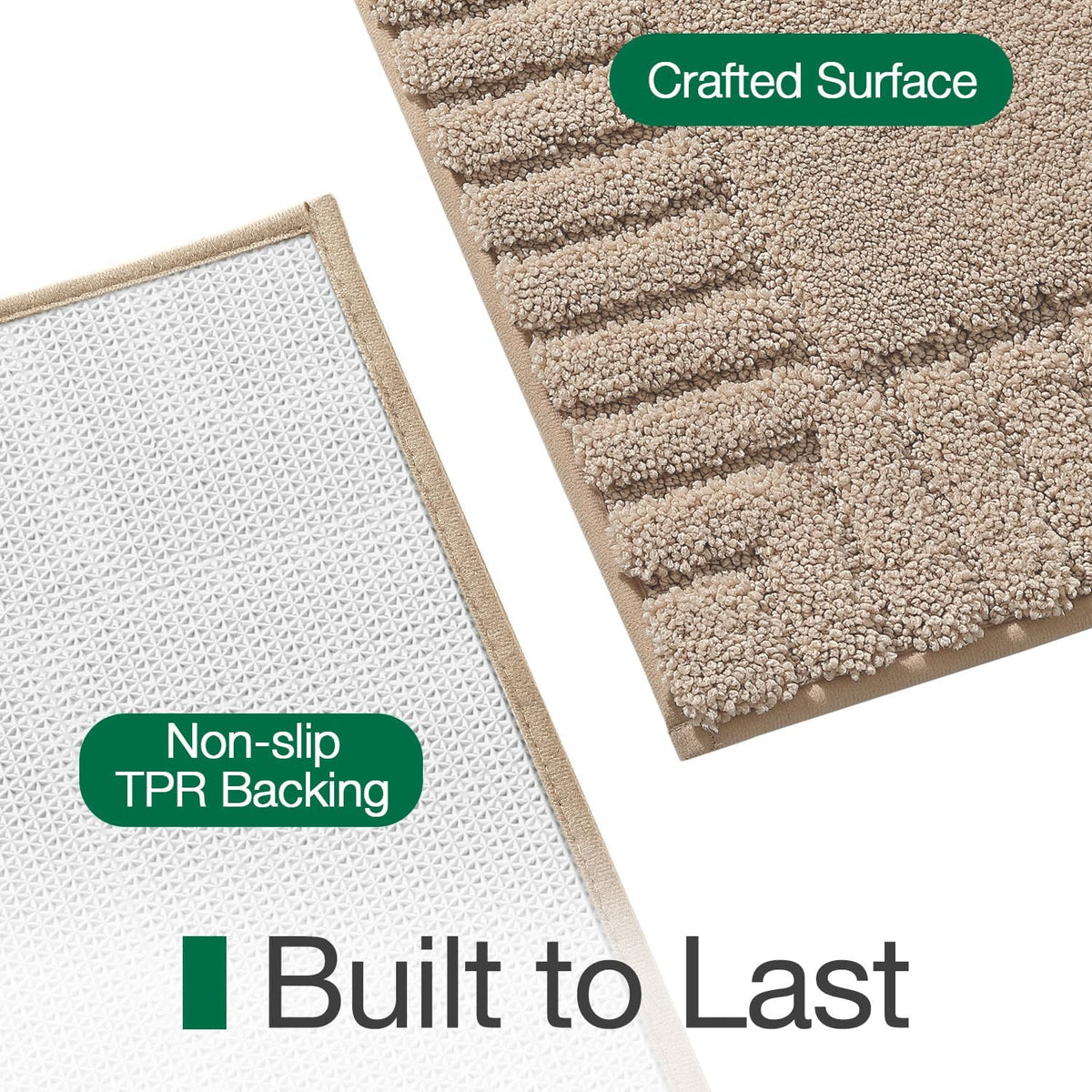 LUMI Soft Bathroom Rugs Absorbent, Non Slip Bath Mat 16x24, Beige