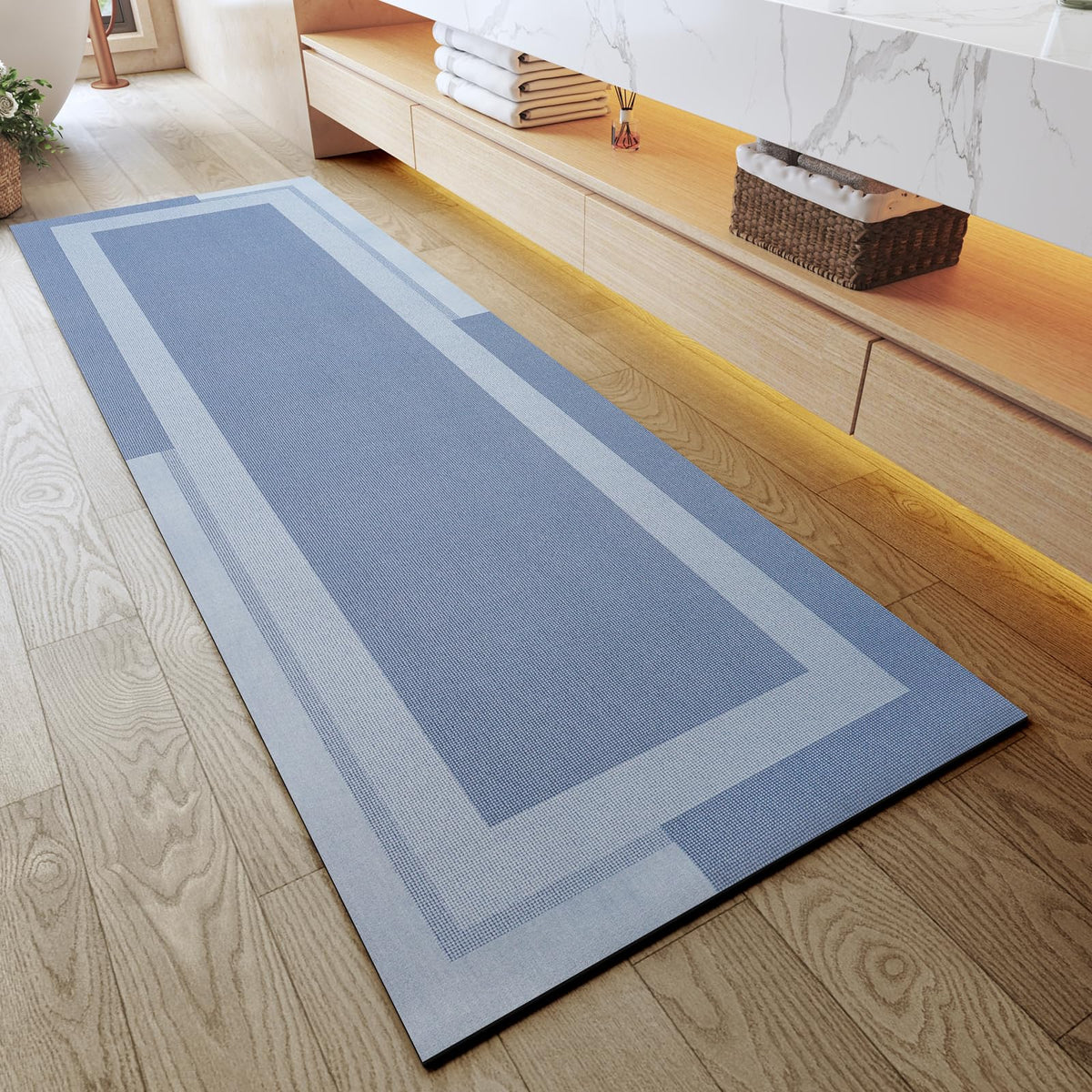 YDKGL Non Slip Bath Mat Thin Bathroom Rugs Fit Under Door Grey 16"x 24"