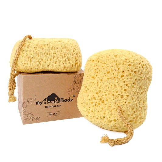 myHomeBody Bath Sponge, Foam Loofah, Shower Sponge for Body, Curvy, 2 Pack