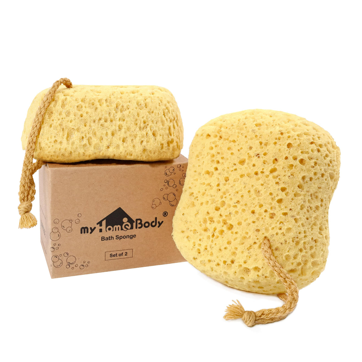 myHomeBody Bath Sponge, Foam Loofah, Shower Sponge for Body, Curvy, 2 Pack