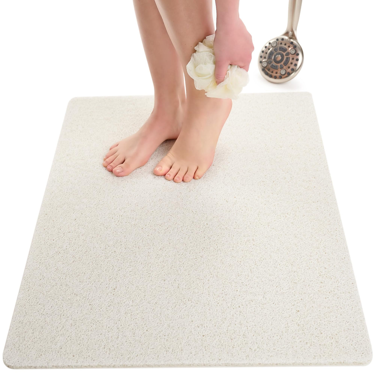 Non Slip Bathtub Mat Shower Mat for Tub - Loofah Bath Mats for Bathroom - 40x16 Bathtub Floor Mat - Textured Anti Slip Bath Mat Without Suction Cups - Secure Mat for Wet Areas (40x16 Pebble Blue)