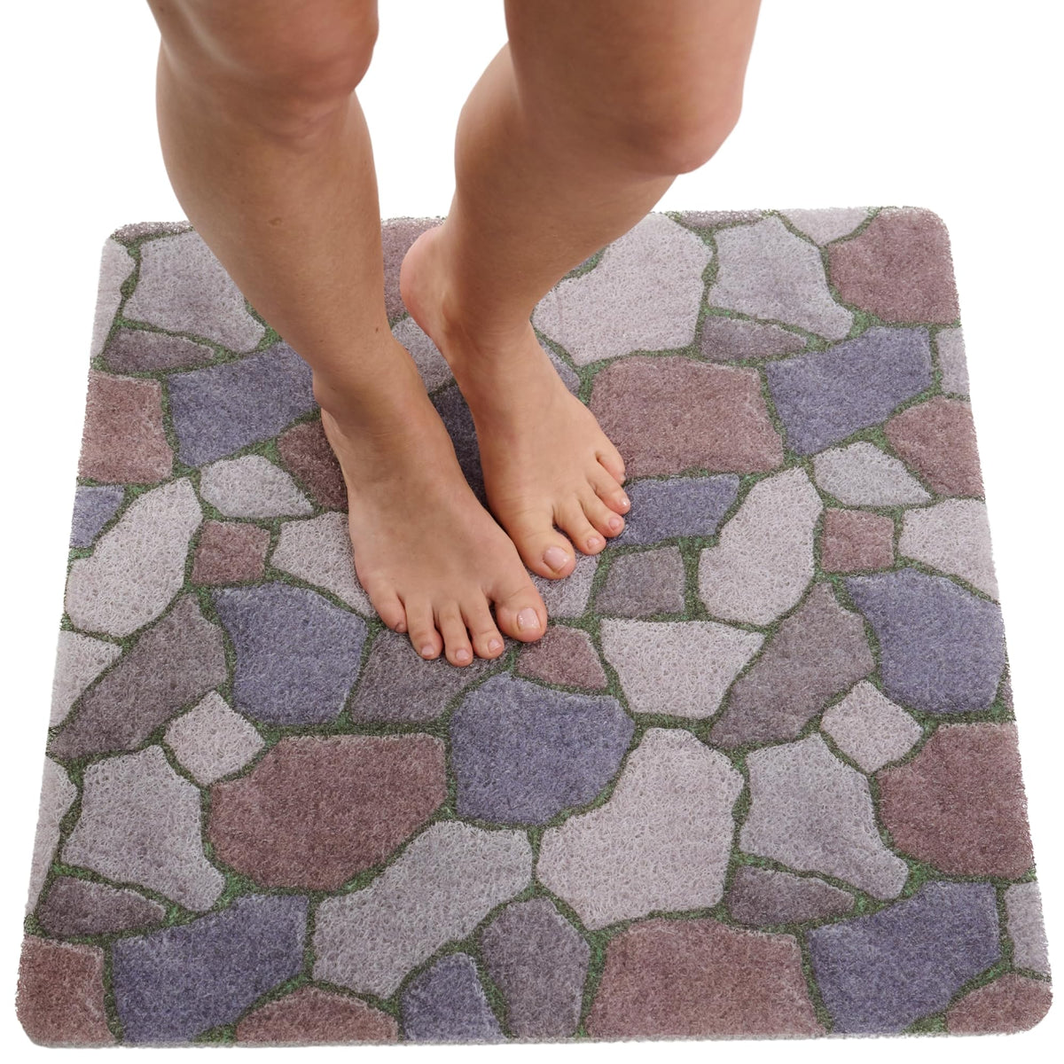 Non Slip Bathtub Mat Shower Mat for Tub - Loofah Bath Mats for Bathroom - 40x16 Bathtub Floor Mat - Textured Anti Slip Bath Mat Without Suction Cups - Secure Mat for Wet Areas (40x16 Pebble Blue)