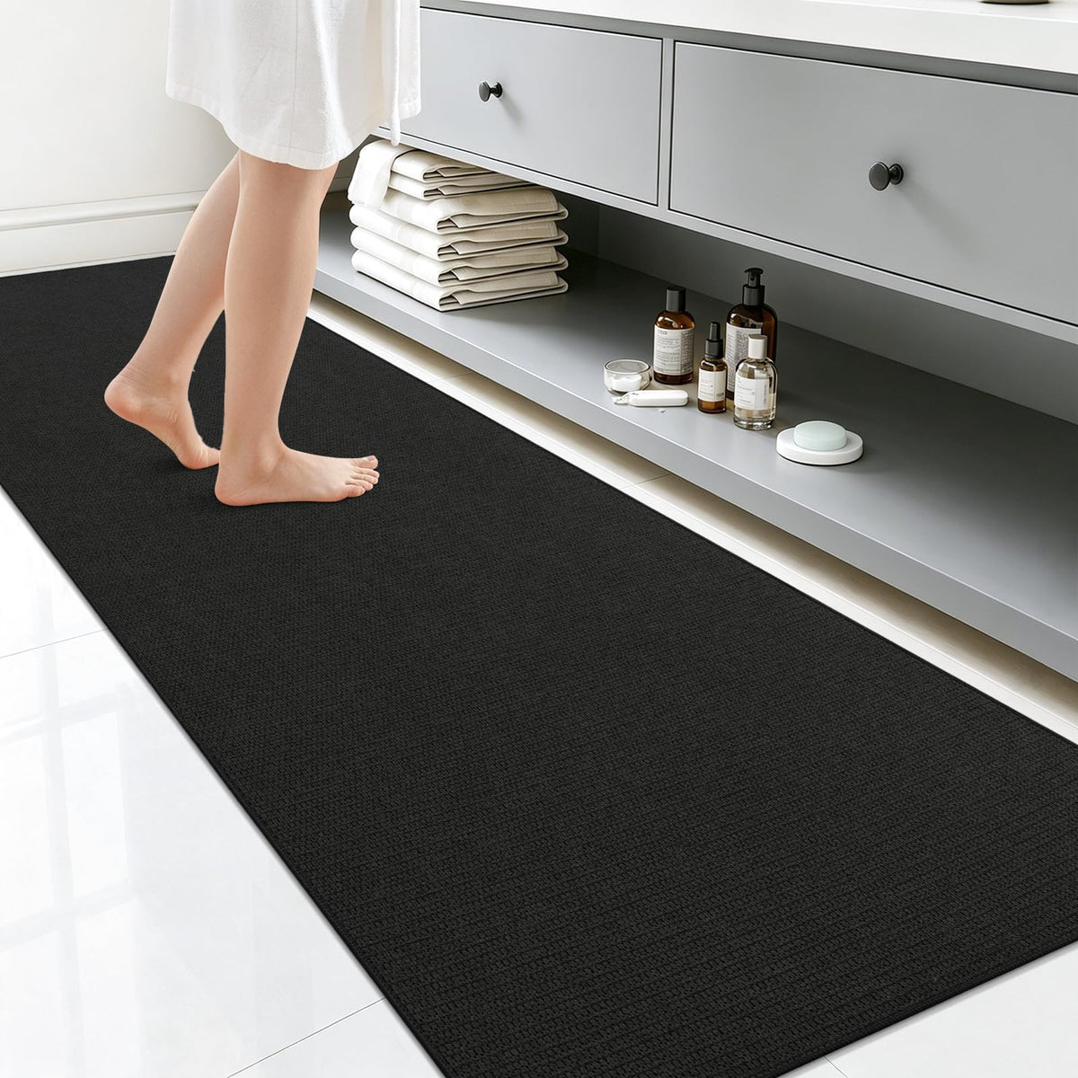 Smiry Ultra Thin Bath Mat 27x17, Non Slip Rubber Washable Bathroom Rugs