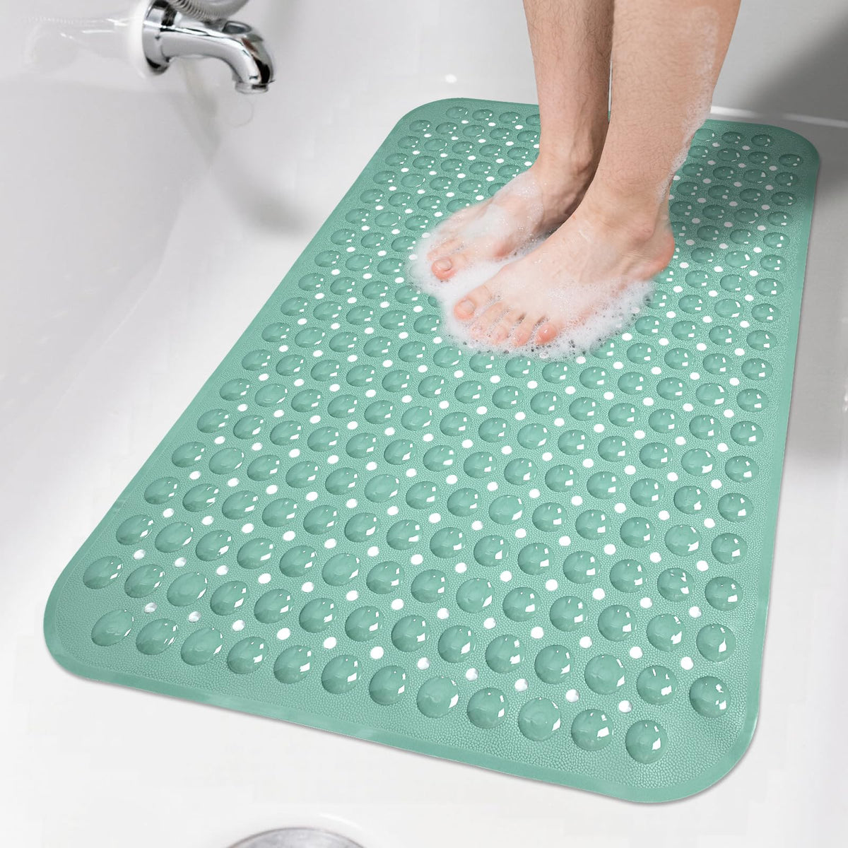 Extra Long Bathtub Mat Non Slip Bath Mat Black 40"x16" Full Size