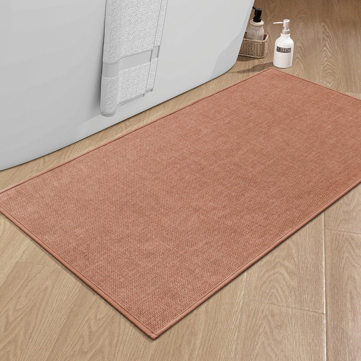 chakme Bathroom Rugs Mat 24x17, Ultra Thin Non Slip Bath Mat Small Quick Dry Absorbent Bath Mat for Bathroom Floor, (Black, 24"x17")