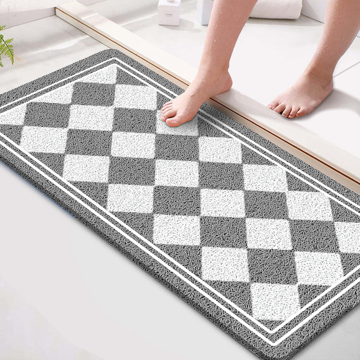 godehone Shower Mats Non Slip Without Suction Cups, PVC Loofah Bathroom Mats, Loofah Mats for Shower and Bathroom, Quick Drying, 15.7× 36 Inch, Beige