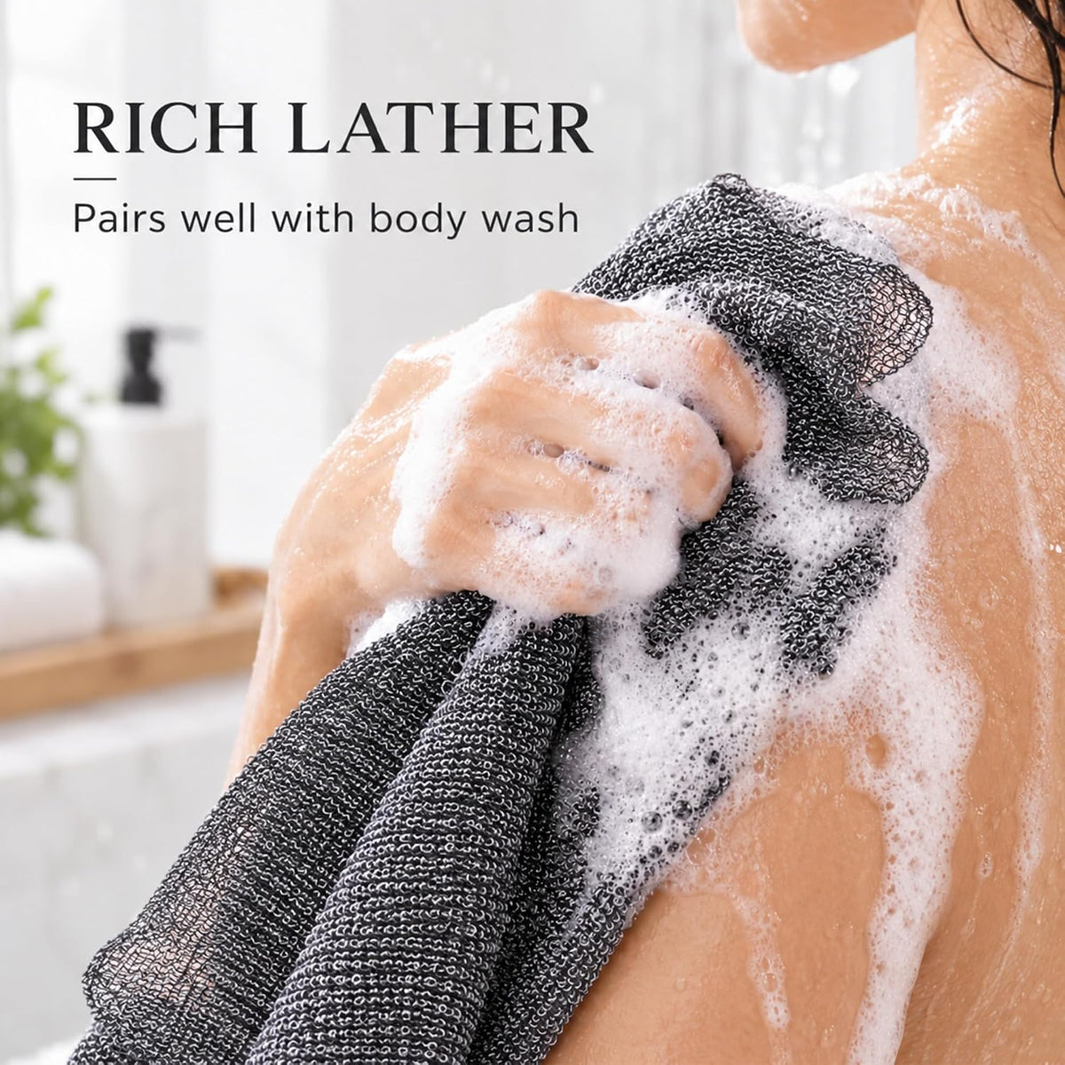 Yiclick Exfoliating Washcloth Towel, Back Scrubber for Shower for Women, Exfoliating Body Scrubber, Loofah Sponge Wash Cloth, Korean Japanese Exfoliating Shower Towel, Exfoliator Washer for Bath