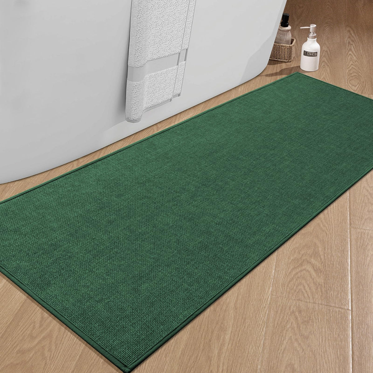 chakme Bathroom Rugs Mat 24x17, Ultra Thin Non Slip Bath Mat Small Quick Dry Absorbent Bath Mat for Bathroom Floor, (Black, 24"x17")