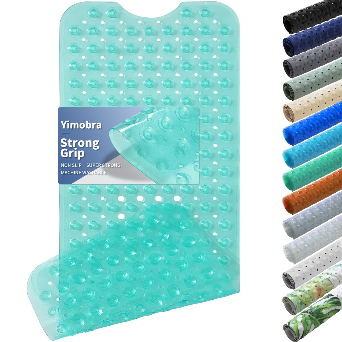 Yimobra White Non Slip Bath Mat for Tub 40x16, Extra Long Bath Tub Mat