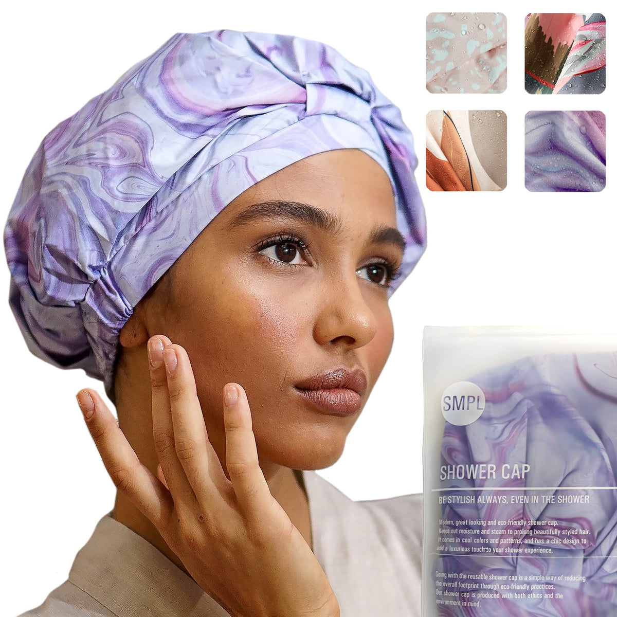 Reusable Shower Cap for Women Reusable Waterproof – Leakproof, Nonslip Hair Cap for Shower Flexiband – Soft, Breathable, Durable Christmas Shower Caps by SMPL OBJECTS (Tropical)
