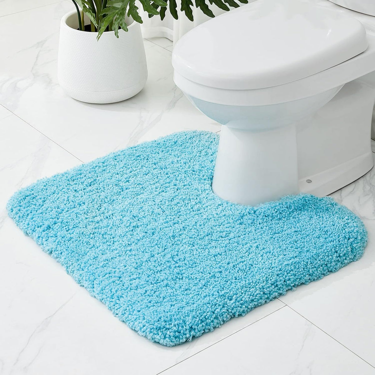 Microfiber Bathroom Rugs 24x17 Absorbent Soft Non Slip, Blue