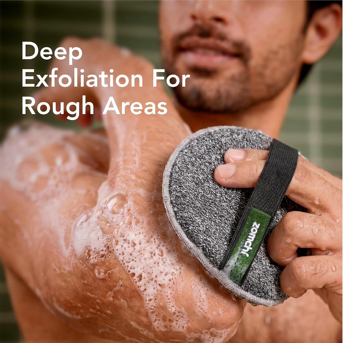 ZOMCHI Large Exfoliating Body Scrubber with Dual-Texture, 2 Pack, Grey