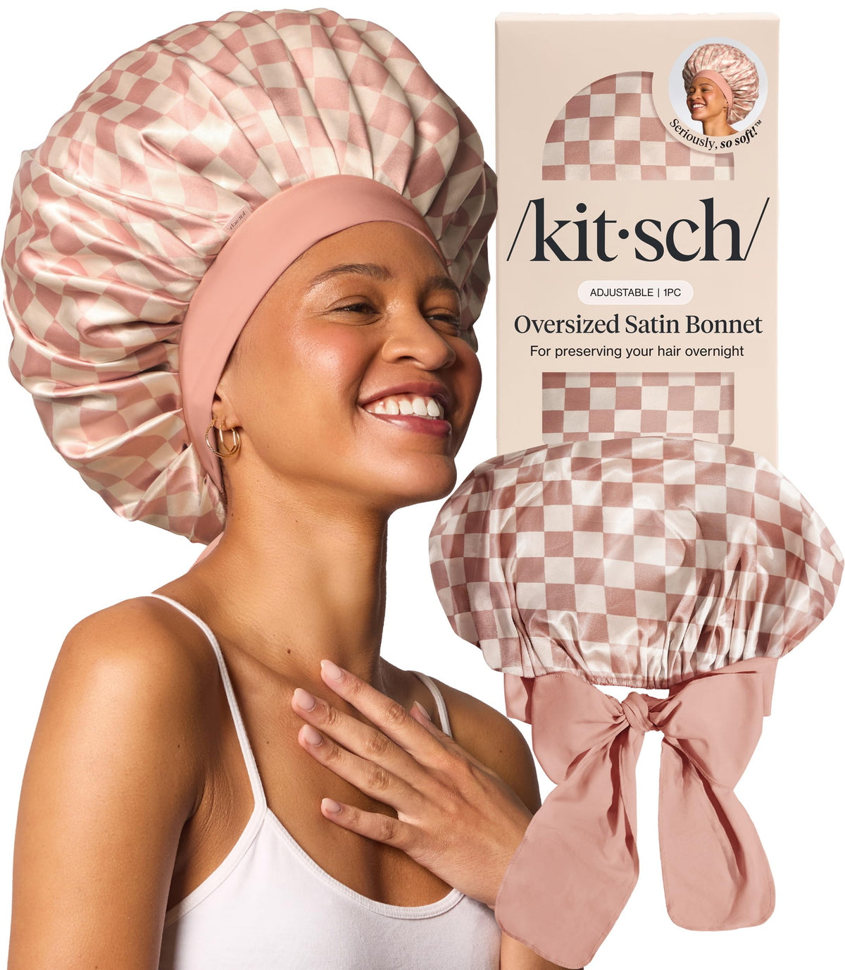 Kitsch XL Satin Bonnet for Sleeping - Cherry Print