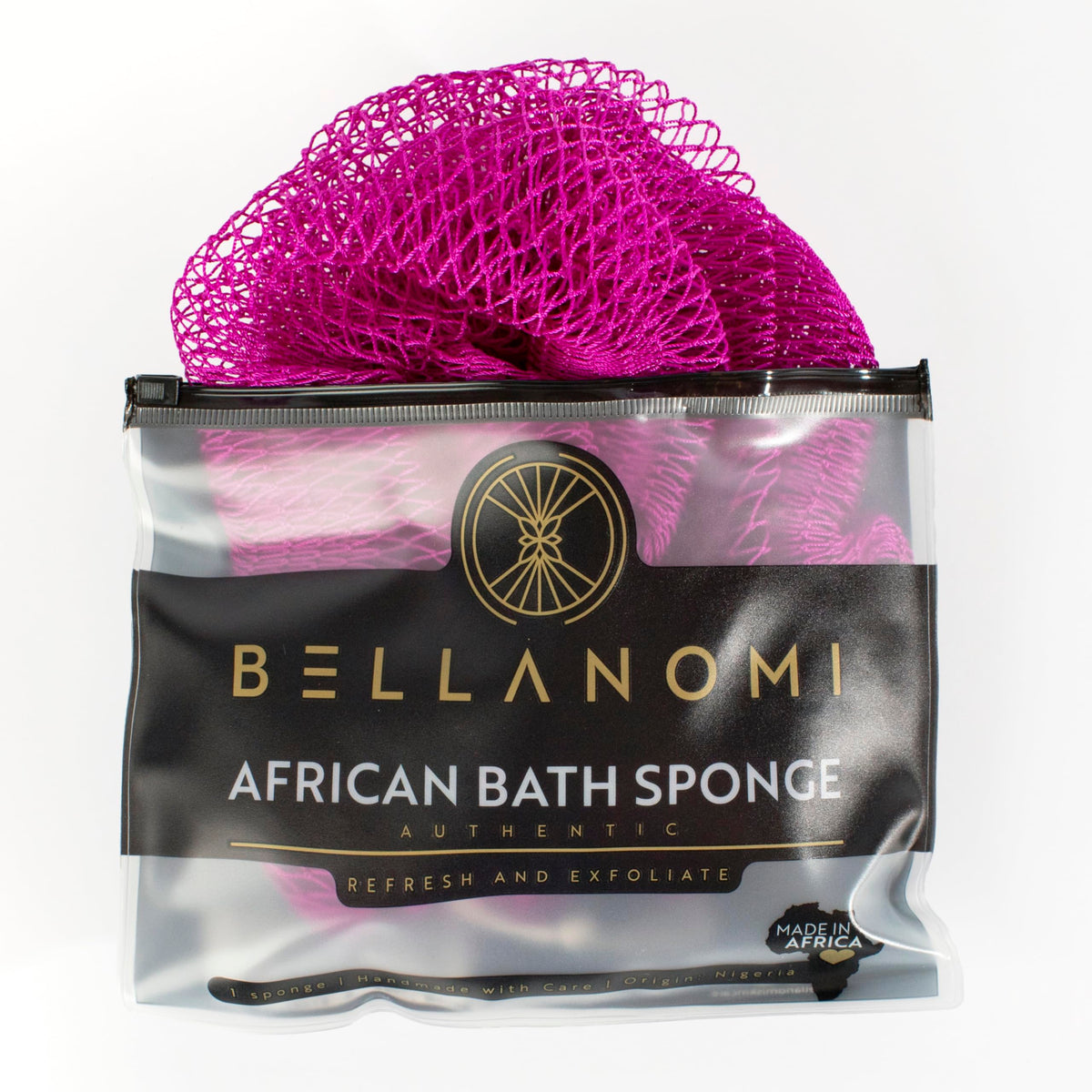 BELLANOMI African Exfoliating Net Sponge, Authentic, Ethically sourced from Nigeria, 45 inches Long, Back Scrubber for Daily use (Emerald Green)