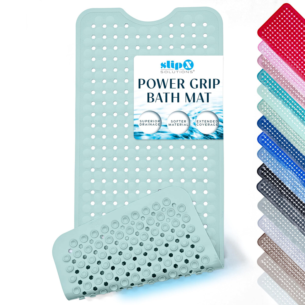 SlipX Solutions 39"x16" Power Grip Non Slip Bathtub Shower Mat, Tan