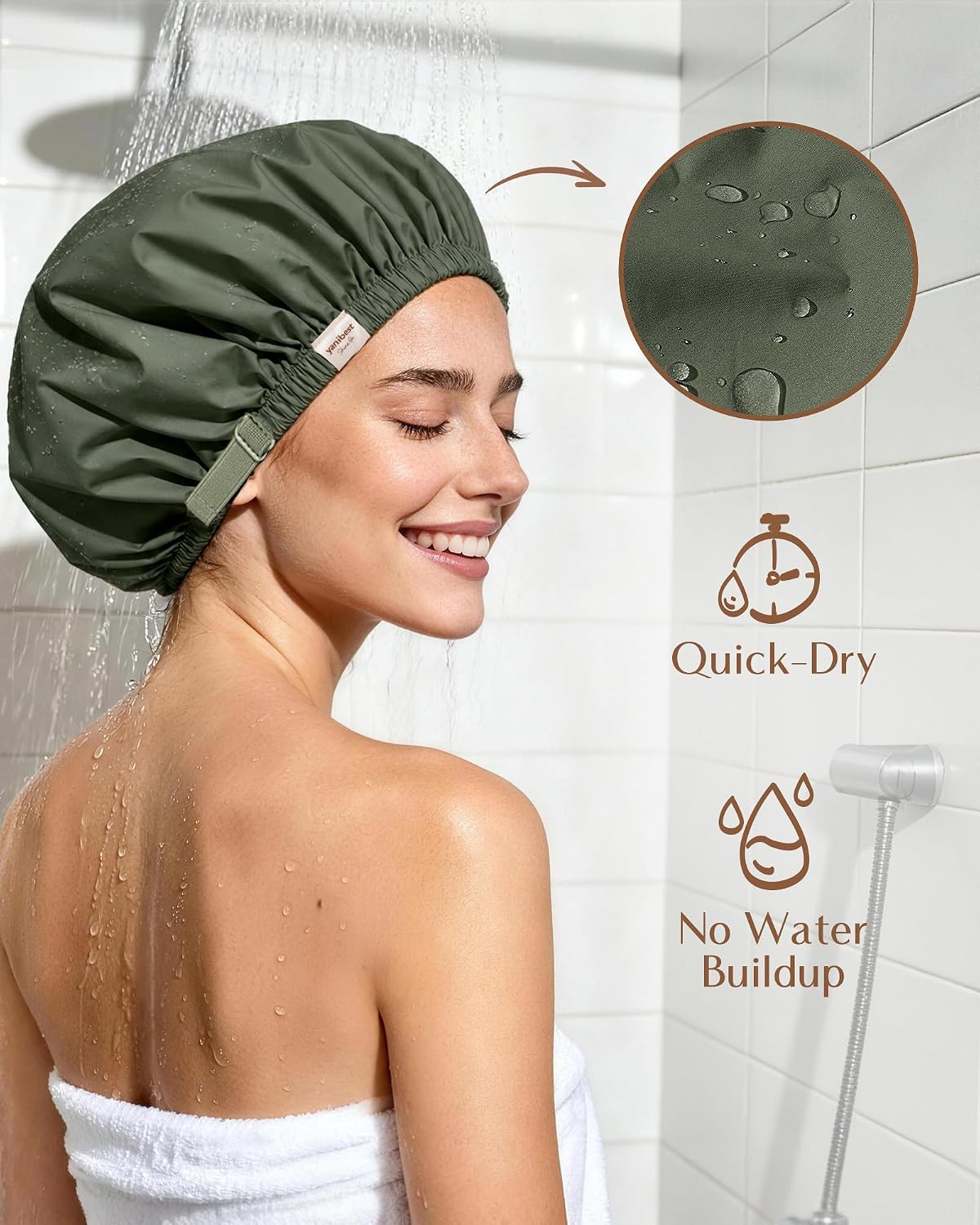 Yanibest Adjustable Satin Lined Shower Caps with Scrunchie