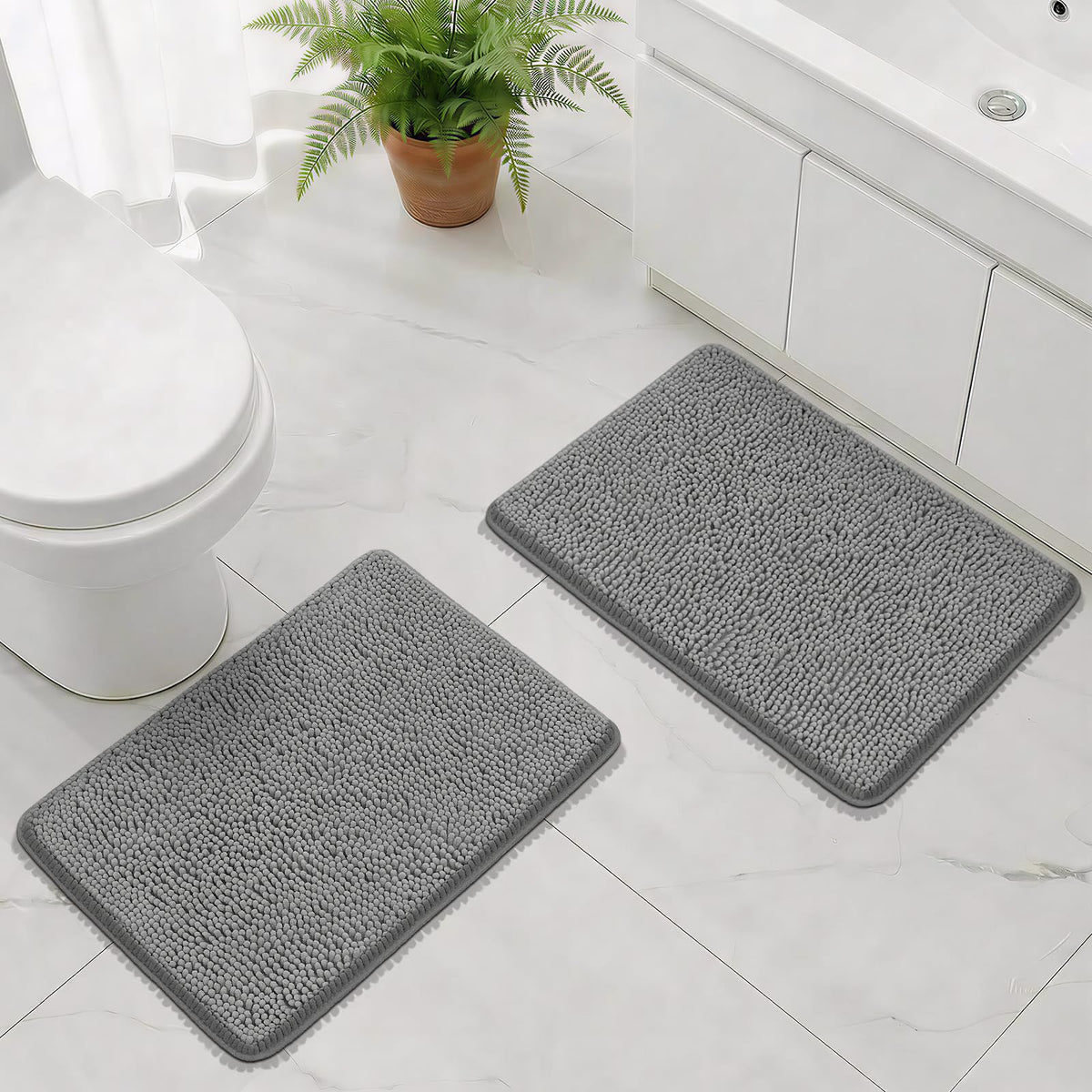 Bcoimo Small Bath Rug Mat,Chenille Extra Soft Navy Bathroom Mats for Floor