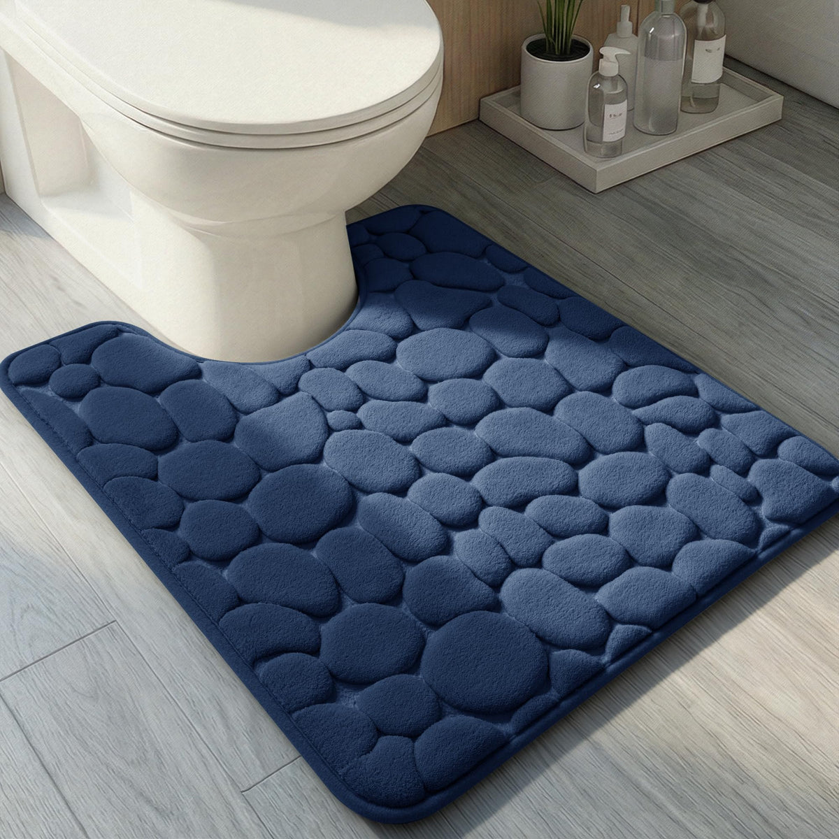 YIHOUSE Bathroom Mat Rug, Memory Foam Bath Mat, Non-Slip Bathroom Floor Mats, Cobblestone Bath Mats Absorbent Bath Rugs Washable Quick Dry (17x24,Dark Gray)