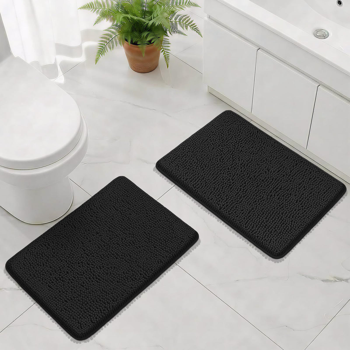 Bcoimo Small Bath Rug Mat,Chenille Extra Soft Navy Bathroom Mats for Floor