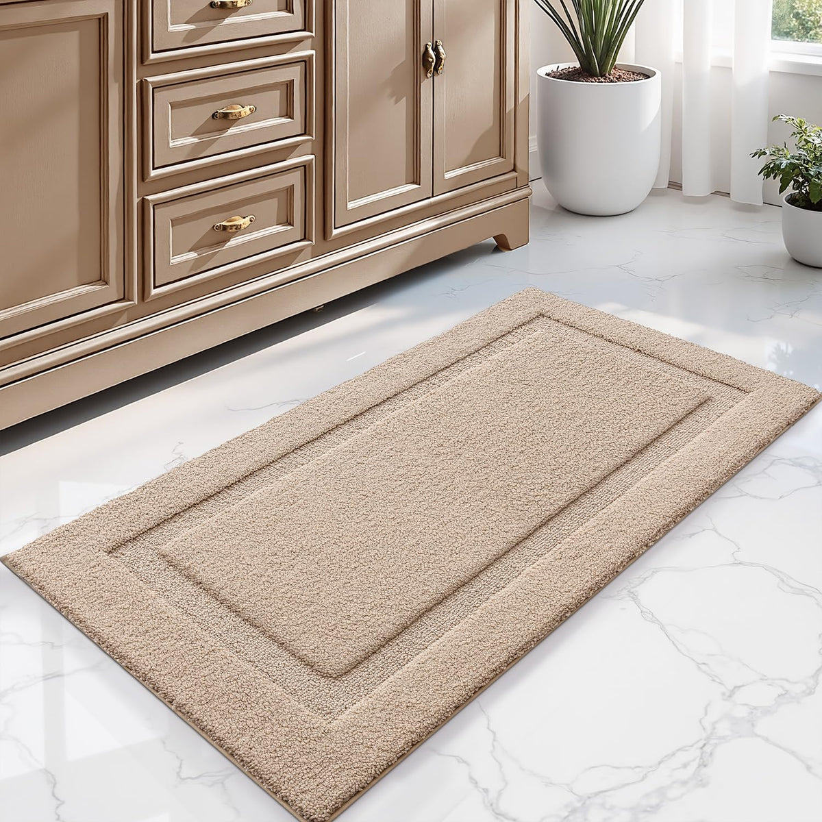 LUMI Ultra Soft Bathroom Rugs Absorbent, Non Slip Bath Mat 24x36, White