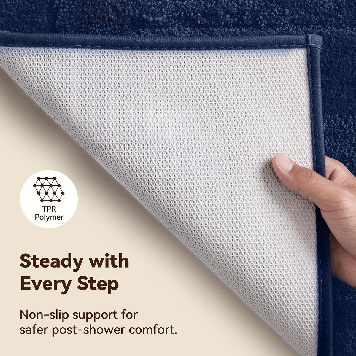 GRANNY SAYS Blue Bathroom Rug 16" x 24", Non-Slip Microfiber Bath Mat