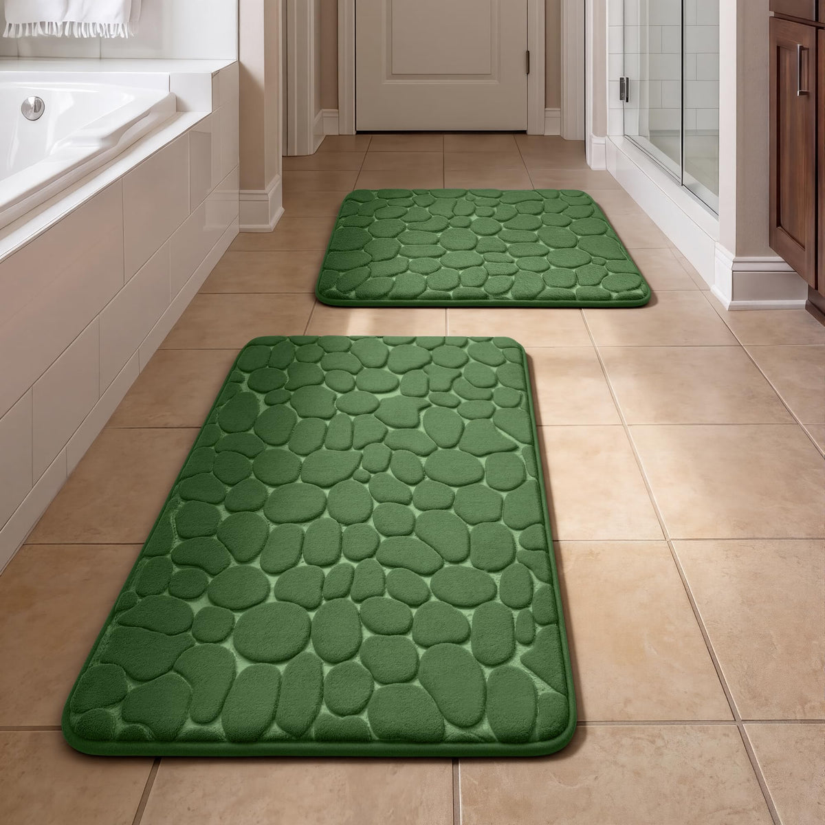 YIHOUSE Bathroom Mat Rug, Memory Foam Bath Mat, Non-Slip Bathroom Floor Mats, Cobblestone Bath Mats Absorbent Bath Rugs Washable Quick Dry (17x24,Dark Gray)