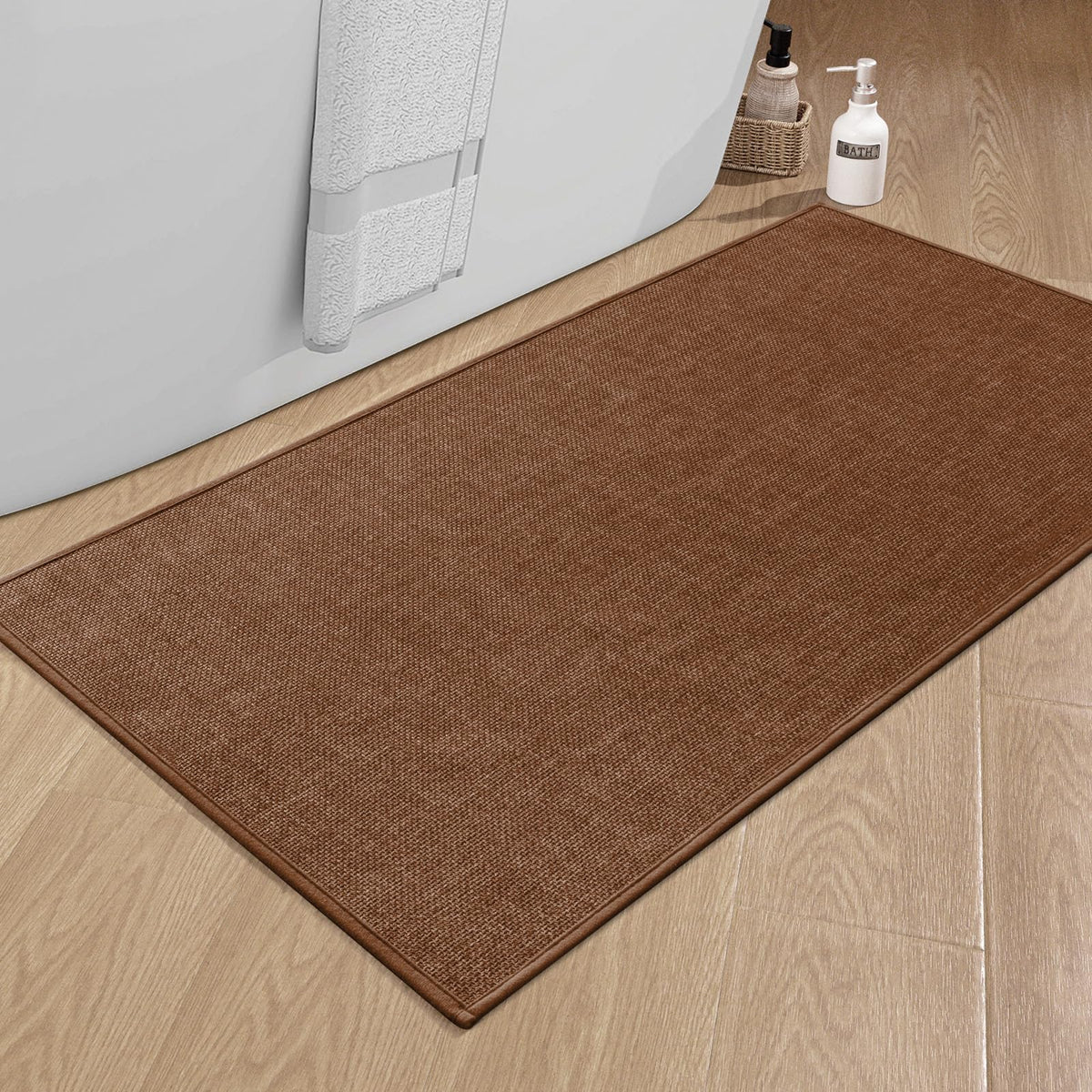 chakme Bathroom Rugs Mat 24x17, Ultra Thin Non Slip Bath Mat Small Quick Dry Absorbent Bath Mat for Bathroom Floor, (Black, 24"x17")