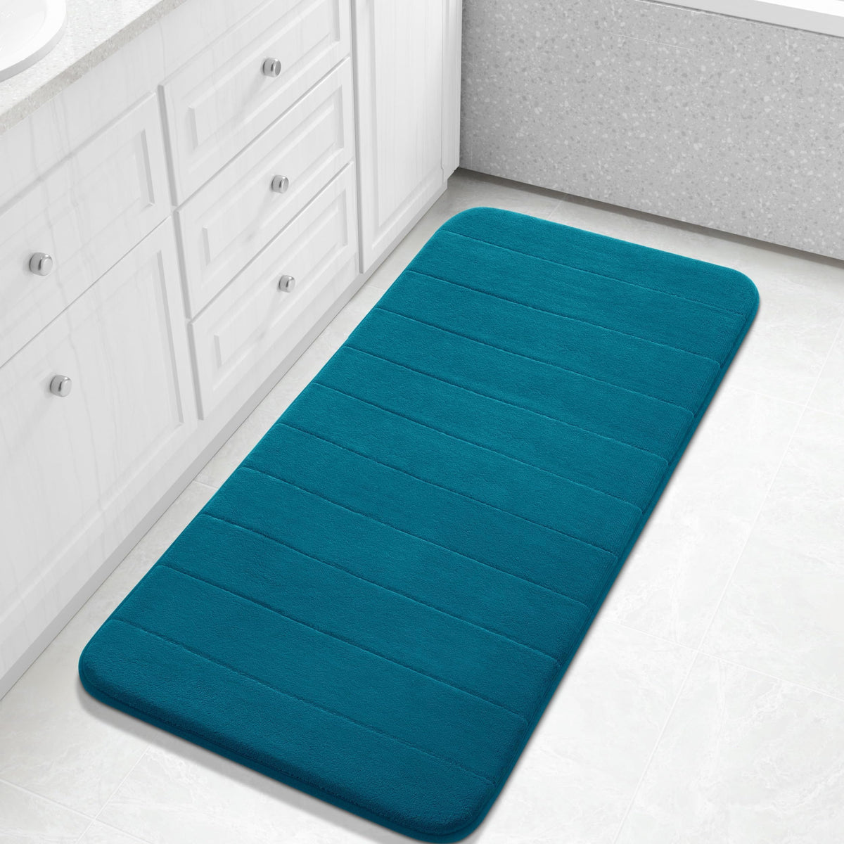 Yimobra Memory Foam Bath Mat, Super Soft Absorbent Bathroom Rug Non Slip 31.5x20 Inch, Quick Dry, Machine Washable Floor Carpet for Tub Shower, Home Decor Accessories, Beige