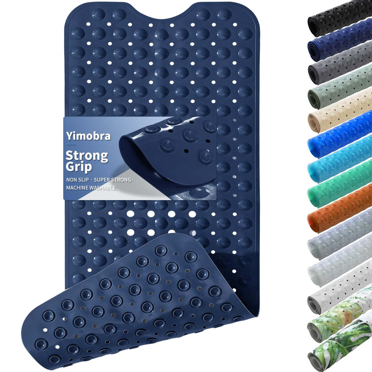 Yimobra White Non Slip Bath Mat for Tub 40x16, Extra Long Bath Tub Mat