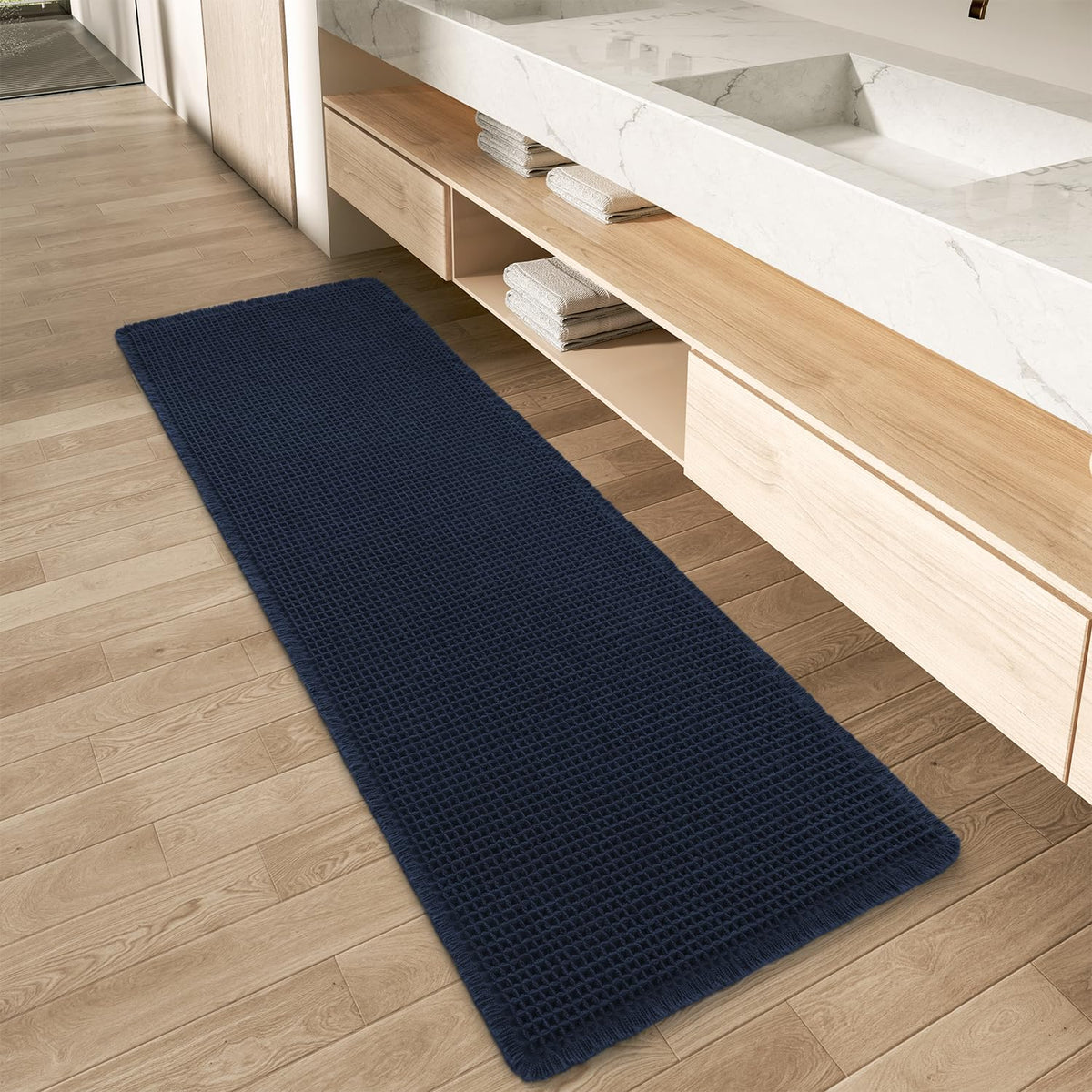 Upgraded Waffle Bath Mat Ultra Absorbent Non Slip Bathroom Mat, 18" x 30"