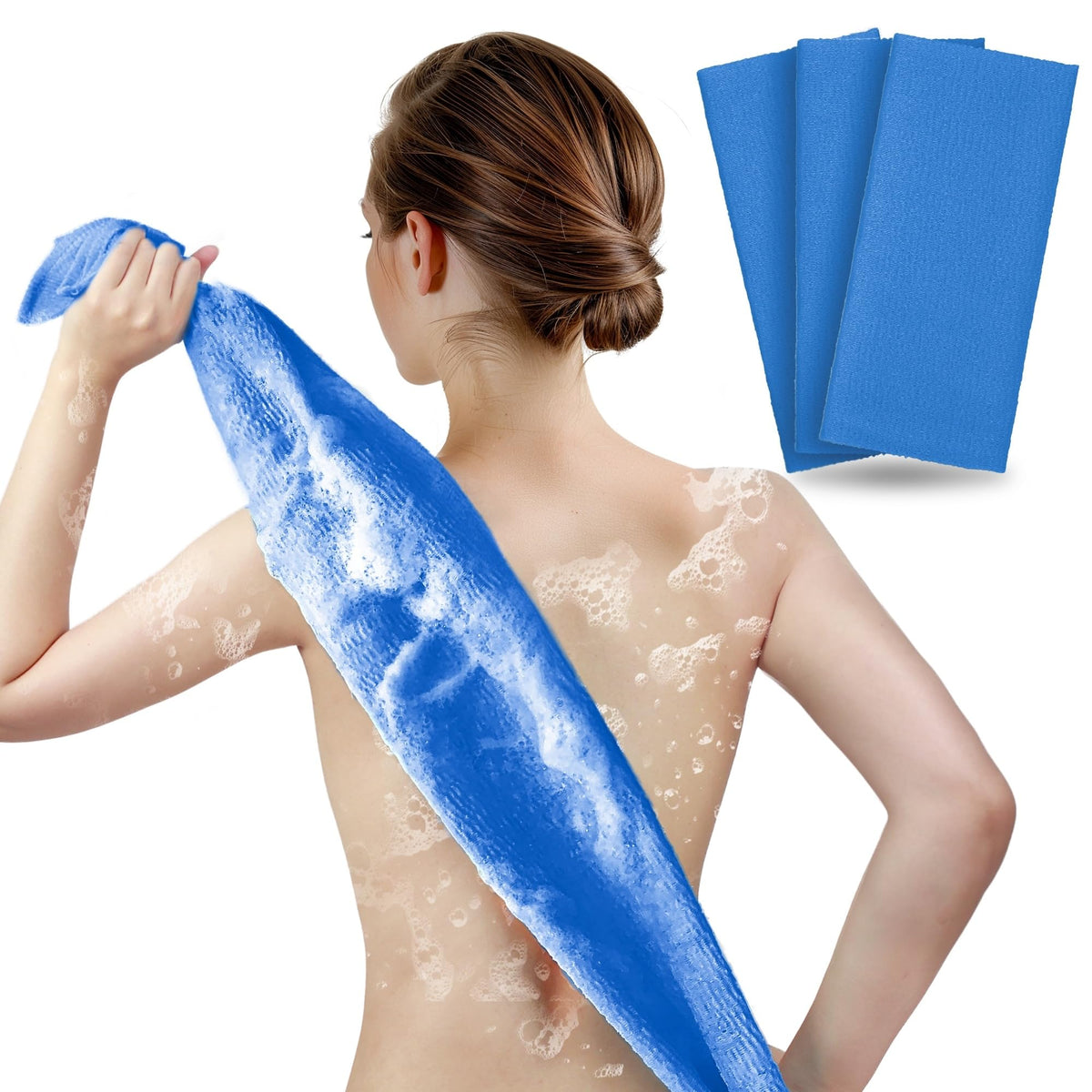 ARCH&M Exfoliating Washcloth & Japanese Shower Towel, Body Scrubber, 3 Pack