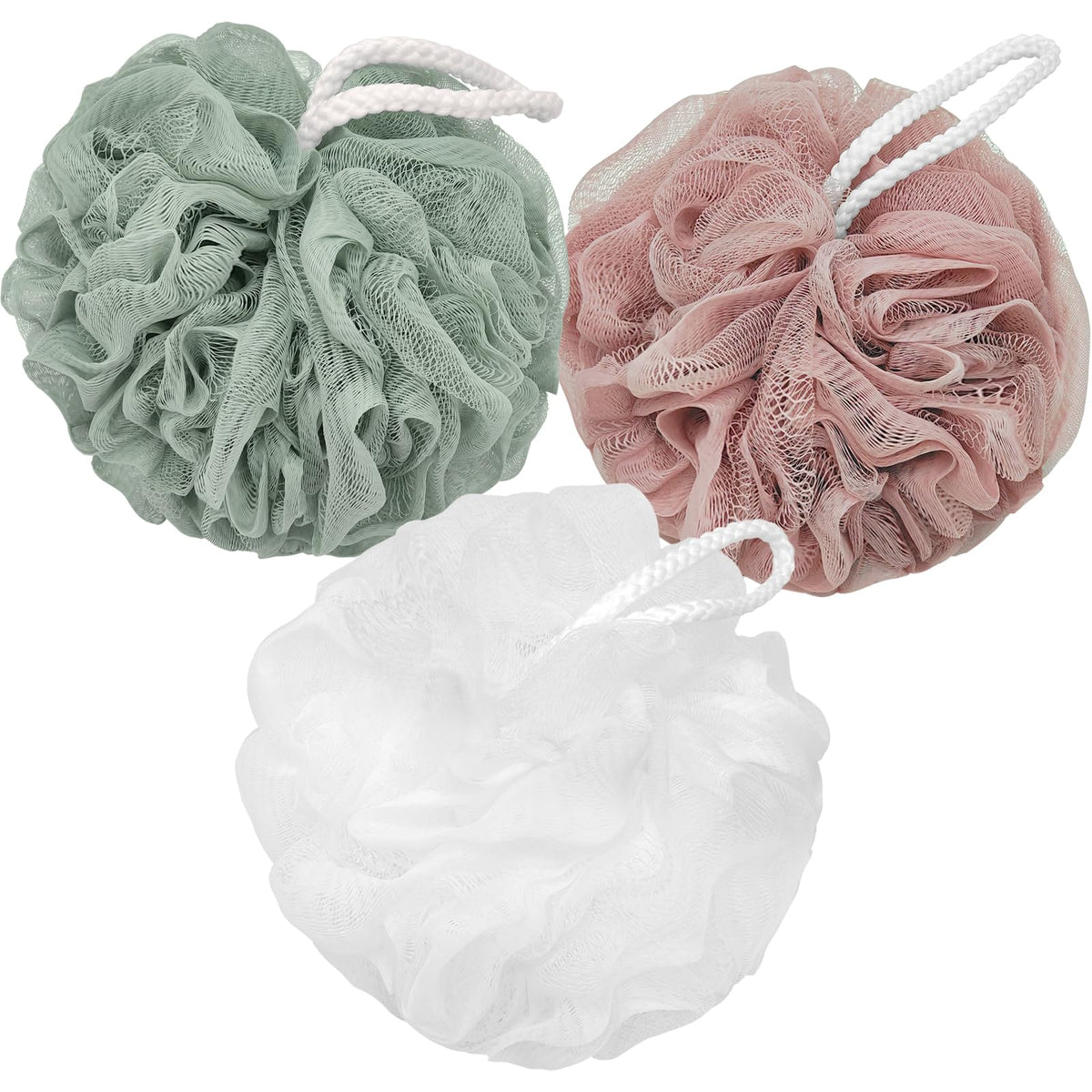 Loofah Bath Shower Sponge Body Scrubber,Extra Large 75g XL Exfoliate Mesh Pouf Shower Bouquet,3 Pack Body Wash for Women and Men